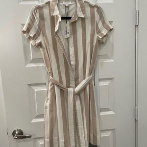 a loves a Striped Belted Linen Dress